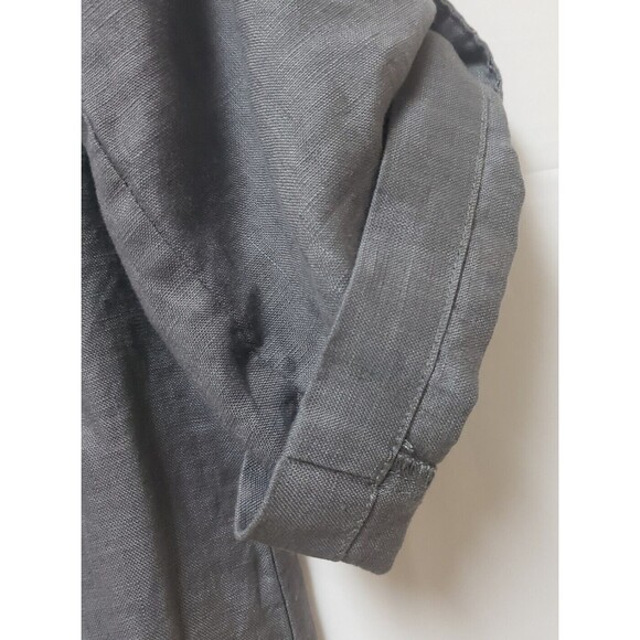 Women’s Ellen Tracy Gray 100% Linen Roll Tab Sleeve Zipper Front Blouse Sz S NWT - Picture 9 of 14